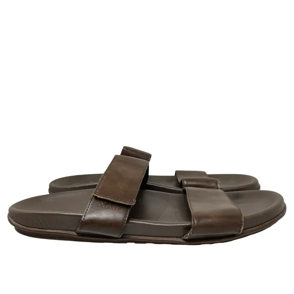Naot Maldive Sandals Mens 13 Brown Leather Comfort Slides Comfort Strappy Summer